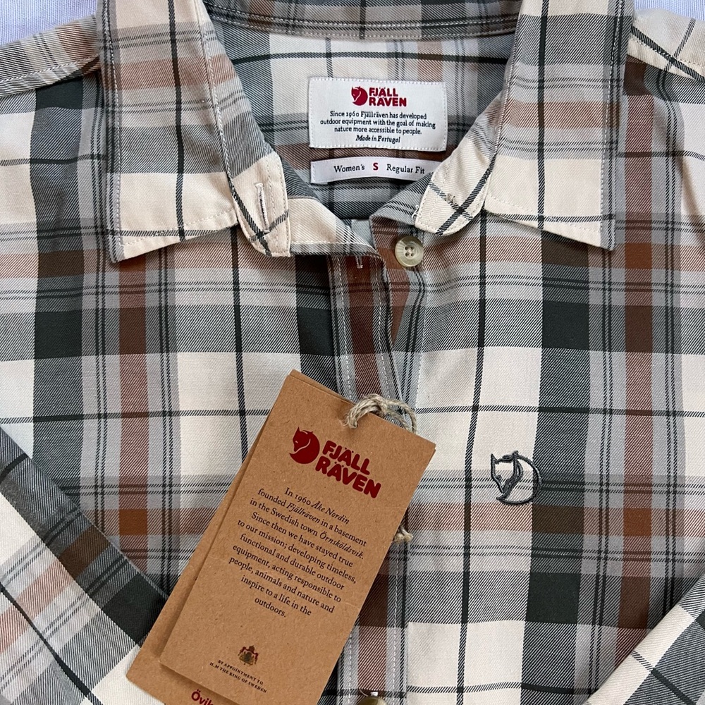 Fjallraven Women's Plaid Button Down Shirt - Gray and Brown